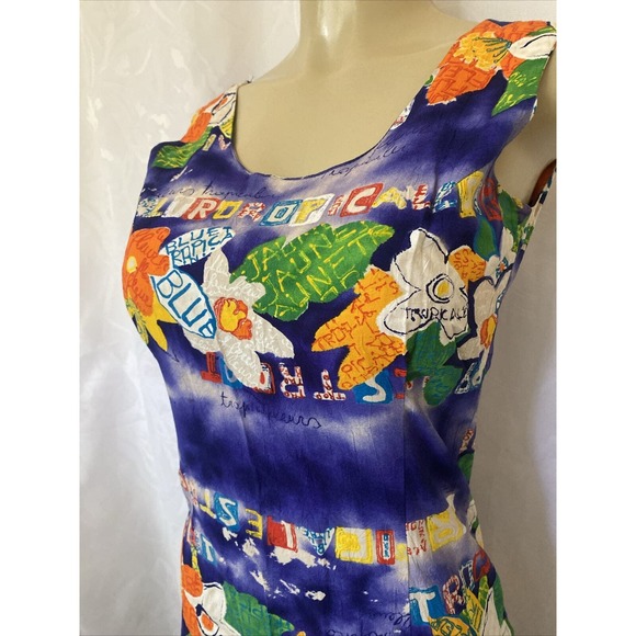 Jams World Dress Sundress Floral Sleeveless Scoop Neck Sheath Purple Siz… - Picture 2 of 7